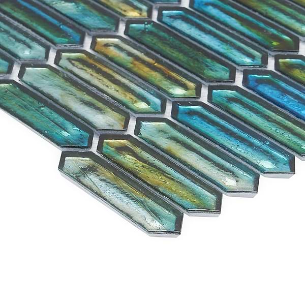 Komorebi Picket Juneau Spring Multicolor 1x3 Polished Glass Mosaic Tile
