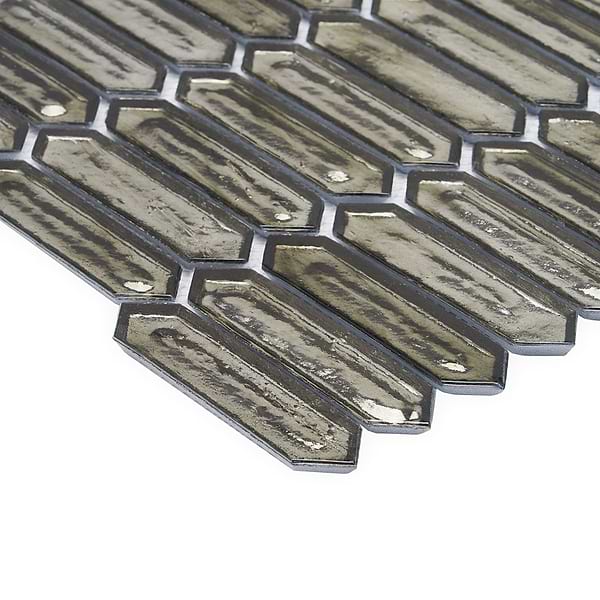 Komorebi Picket Rainforest Dew Gray 1x3 Polished Glass Mosaic Tile