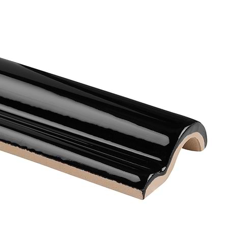 Lancaster Piccadilly Noir Black 2x12 Polished Ceramic Chair Rail Liner