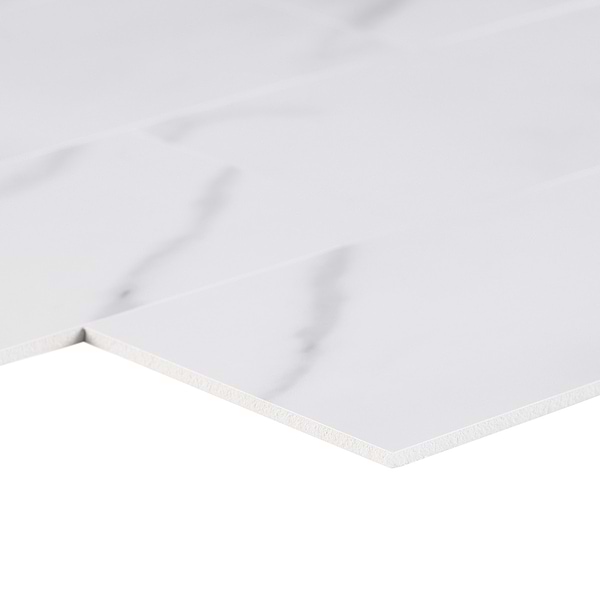 Calacatta LPS White 3x6 Brick Seamless Solid Core Peel & Stick Self Adhesive Marble Look Matte Tile