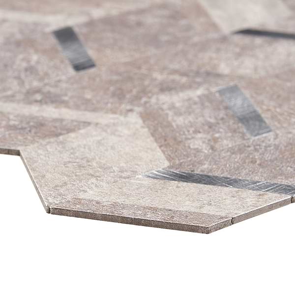 Tether Silver Chevron Solid Core Peel & Stick Self Adhesive Mosaic Tile
