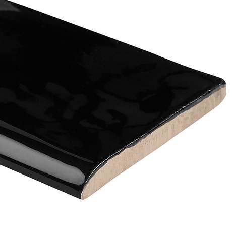 Lancaster Noir Black 3x6 Ceramic Bullnose