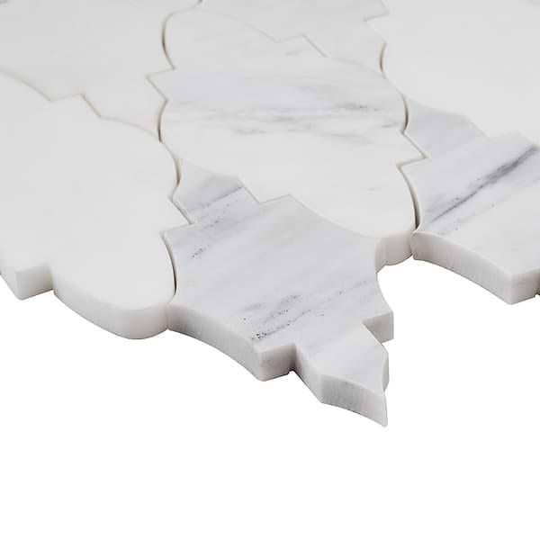 Odeza Stonington Gray 3x6 Arabesque Marble Mosaic Tile