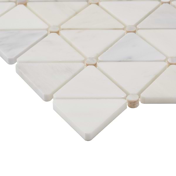 Highland Akoya White 2" Marble & Pearl Polished Mosaic Tile