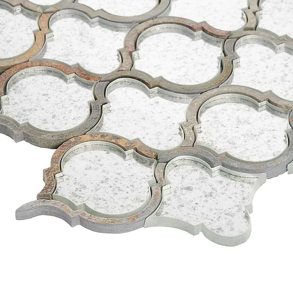 Veranda Paris Gray Antique Mirror Mosaic Tile with Quartz Accents- Polished
