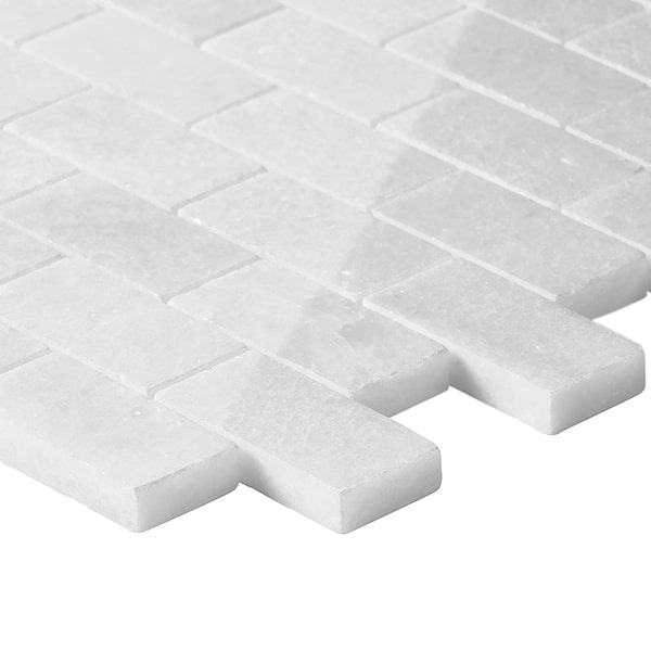 Snow White 1x2 Polished Marble Mosaic
