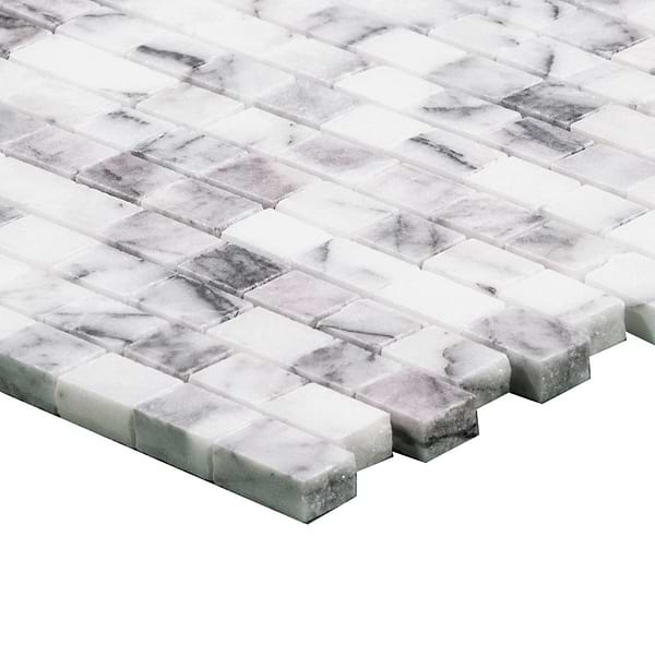 Lilac White Micro Cracked Joint Honed Marble Mosaic