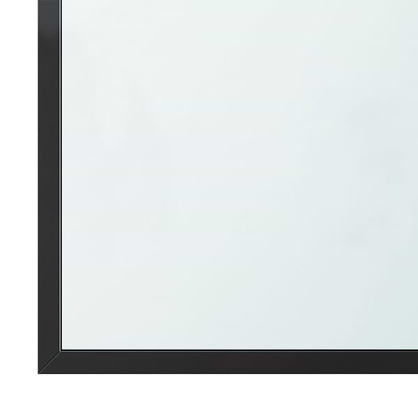 Finestra 34x62" Reversible Fixed Bathtub Door with Grid Clear Glass in Matte Black