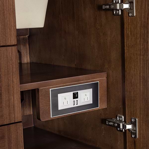James Martin Vanities Amberly Mid-Century Walnut 60" Single Vanity with Eternal Marfil Quartz Top