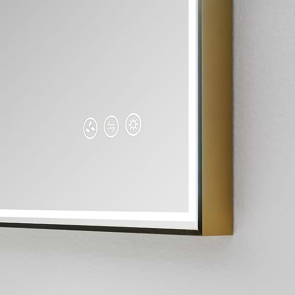 Mage Brushed Gold 36x36" Framed Square LED Mirror; in Gold Stainless Steel image 4; in Style Ideas Classic, Contemporary, Modern, Transitional