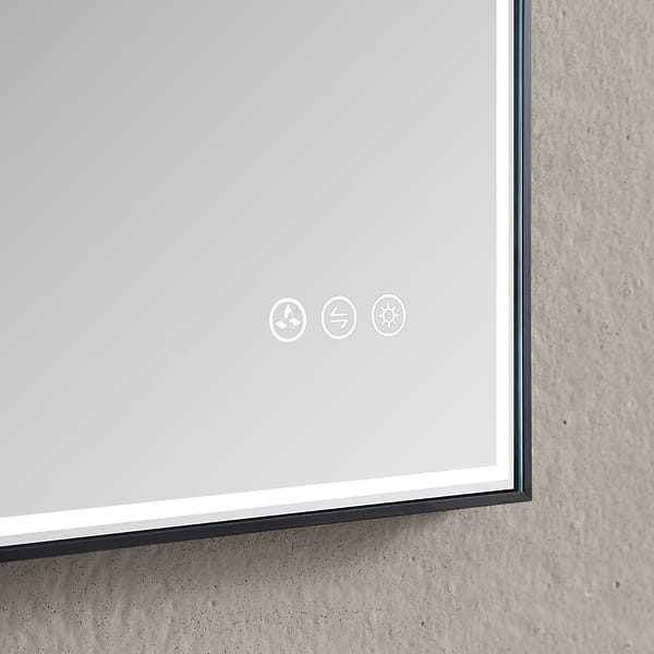 Mage Matte Black 36x36" Framed Square LED Mirror; in Black Stainless Steel image 4; in Style Ideas Classic, Contemporary, Modern, Transitional