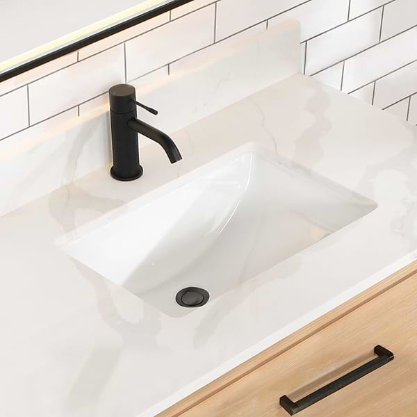 Riven Blonde Oak 36" Sinlge Vanity with Pacific White Quartz Top