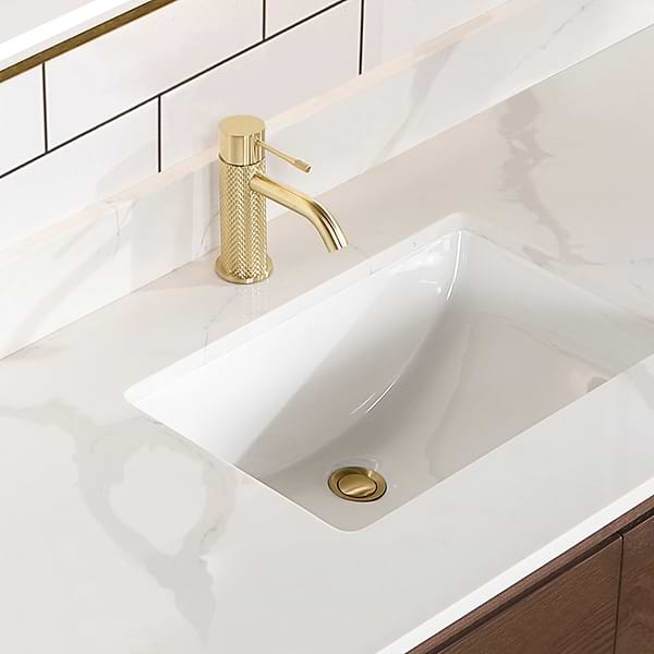 Riven Brown Oak 55" Single Vanity with Pacific White Quartz Top