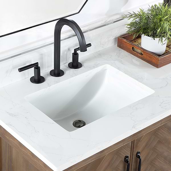Adeena Brown Oak 42" Single Vanity with Atlantic Stone Top