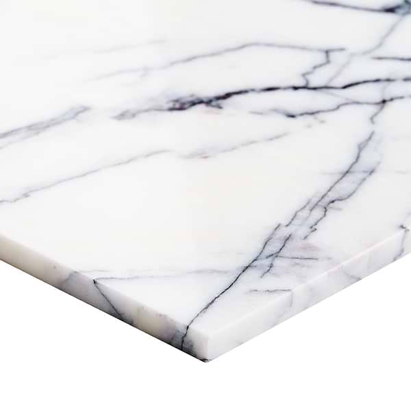 Alterno Black Silk and Lilac 12x12 Polished Marble Checkerboard Tile