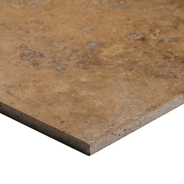 Alterno Noce Dark Brown Cross Cut and Crema Ella Beige 12x12 Honed Travertine and Marble Checkerboard Tile