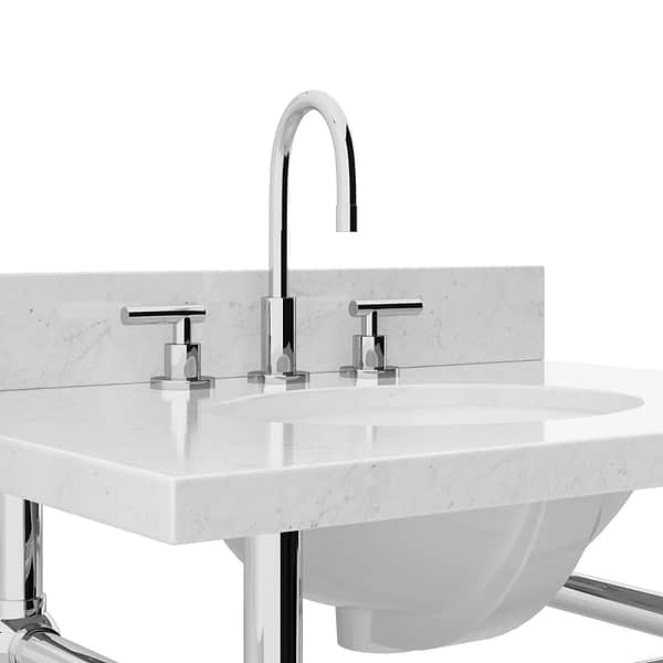 Pierce Polished Chrome 30" Single Console with Oval Sink and Carrara Marble Top