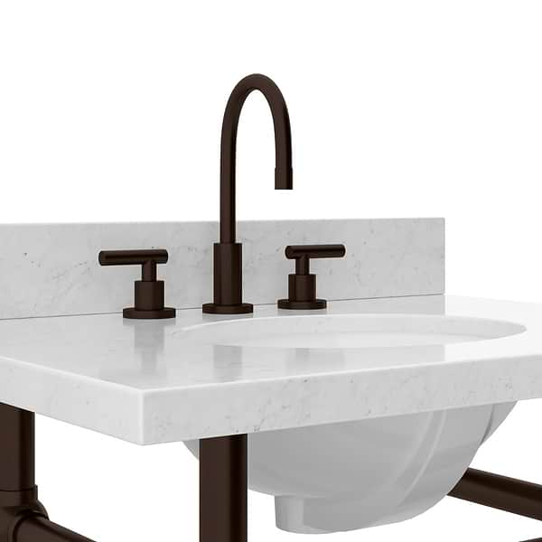 Pierce Oil Rubbed Bronze 30" Single Console with Oval Sink and Carrara Marble Top