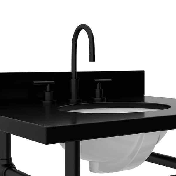 Pierce Matte Black 30" Single Console with Oval Sink and Black Granite Top