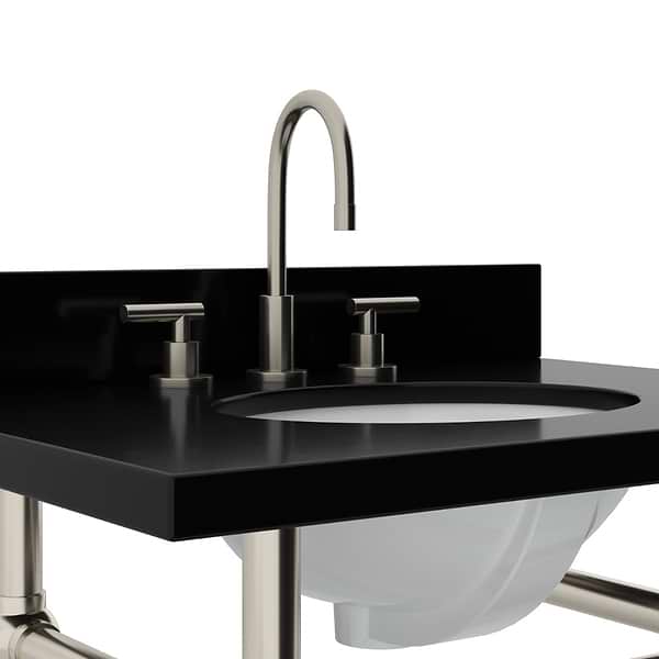 Pierce Brushed Nickel 30" Single Console with Oval Sink and Black Granite Top