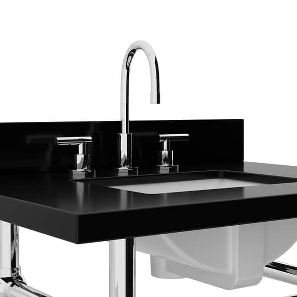 Pierce Polished Chrome 30" Single Console with Rectangle Sink and Black Granite Top
