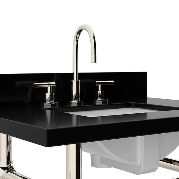 Pierce Polished Nickel  30" Single Console with Rectangle Sink and Black Granite Top