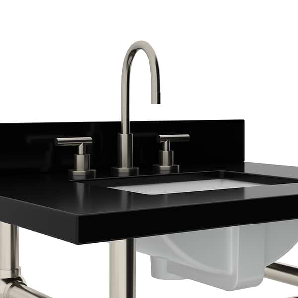 Pierce Brushed Nickel 30" Single Console with Rectangle Sink and Black Granite Top