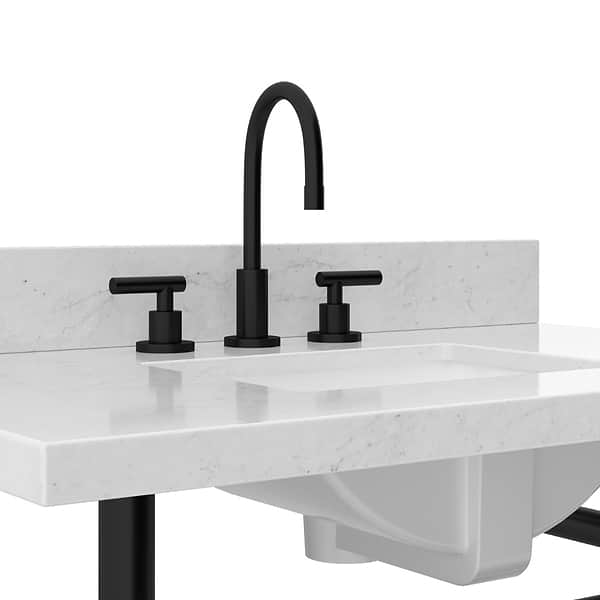 Pierce Matte Black 36" Single Console with Rectangle Sink and Carrara Marble Top