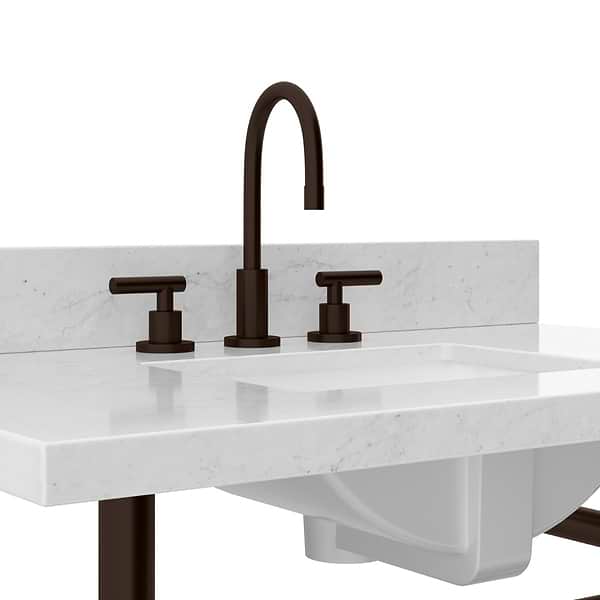 Pierce Oil Rubbed Bronze 36" Single Console with Rectangle Sink and Carrara Marble Top