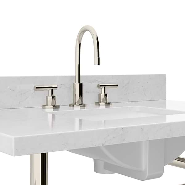 Pierce Polished Nickel  36" Single Console with Rectangle Sink and Carrara Marble Top