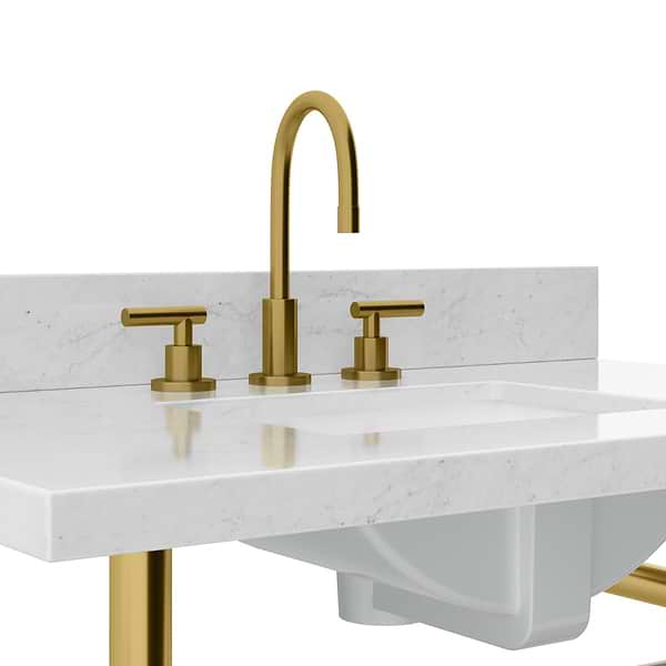 Pierce Brushed Brass 36" Single Console with Rectangle Sink and Carrara Marble Top