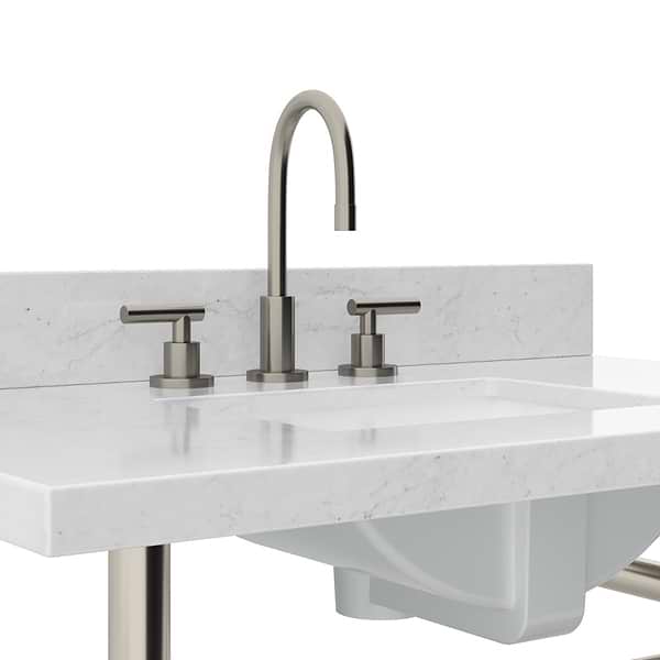 Pierce Brushed Nickel 36" Single Console with Rectangle Sink and Carrara Marble Top