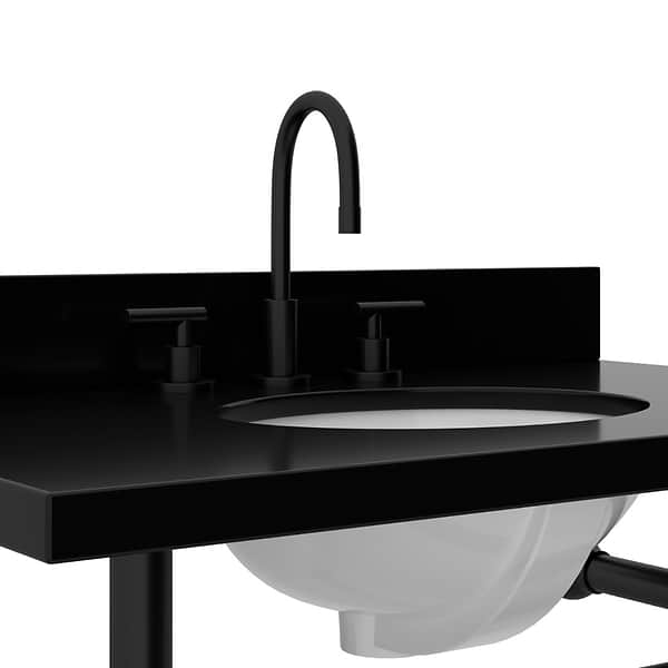Pierce Matte Black 36" Single Console with Oval Sink and Black Granite Top