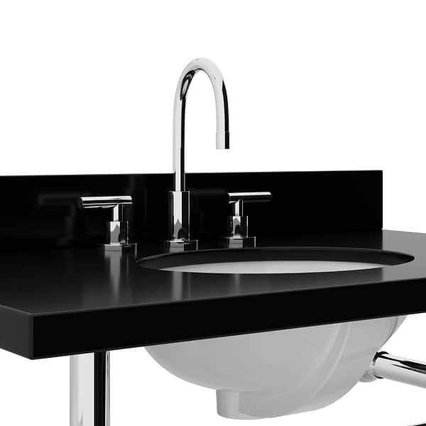 Pierce Polished Chrome 36" Single Console with Oval Sink and Black Granite Top