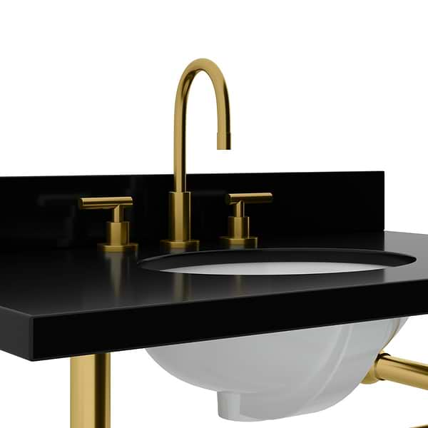 Pierce Brushed Brass 36" Single Console with Oval Sink and Black Granite Top