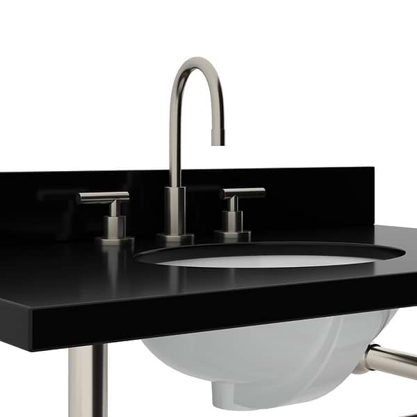 Pierce Brushed Nickel 36" Single Console with Oval Sink and Black Granite Top