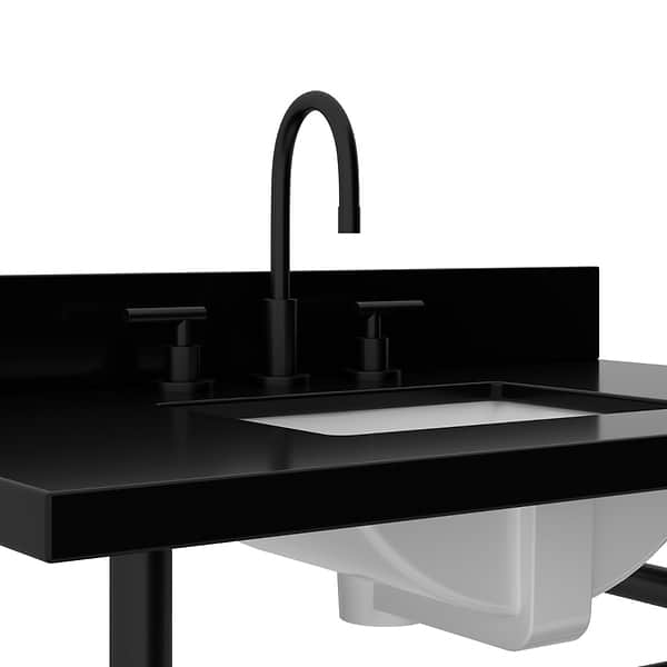 Pierce Matte Black 36" Single Console with Rectangle Sink and Black Granite Top