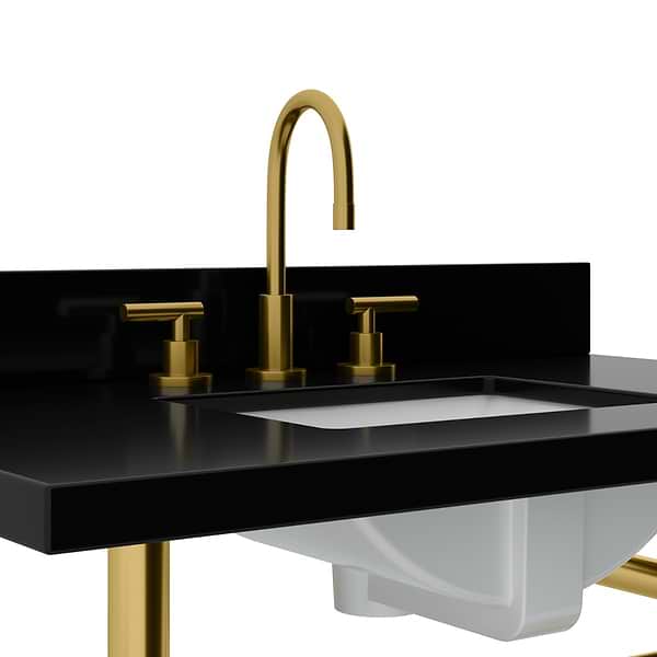 Pierce Brushed Brass 36" Single Console with Rectangle Sink and Black Granite Top