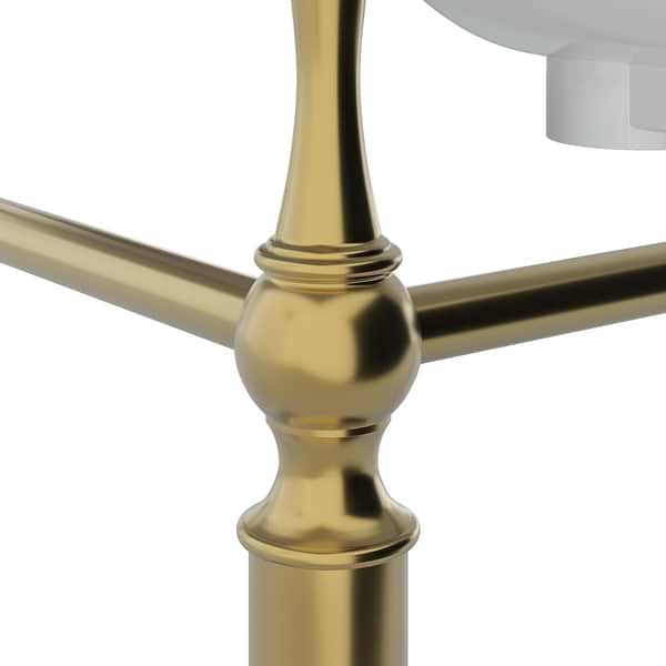Napoleon Brushed Brass 36" Single Console with White Marble Top Oval Sink and Side Splash