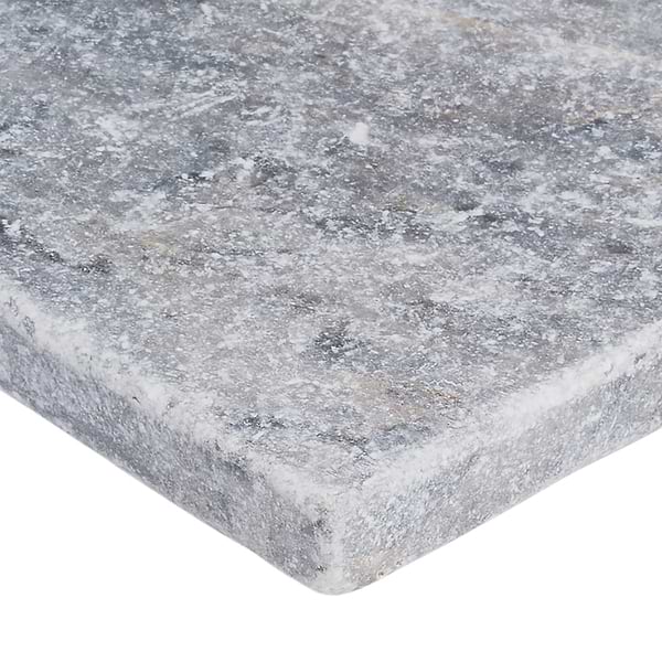 Alaris Glacier White 8" Octagon with Lovina Gray Dot Tumbled Marble Tile