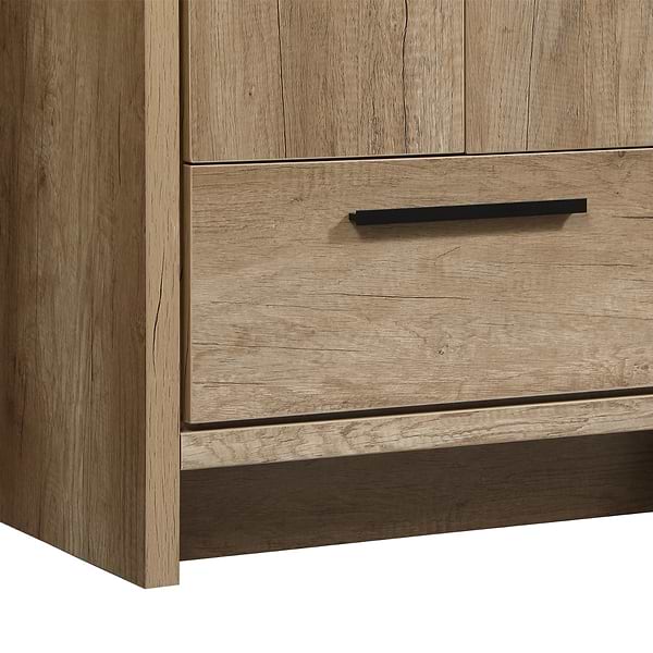 Ember Natural Oak 24" Single Vanity with White Solid Surface Top