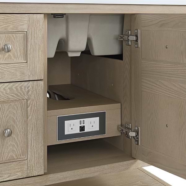 James Martin Vanities Breckenridge Whitewashed Oak 36" Single Vanity with White Zeus Quartz Top and Backsplash
