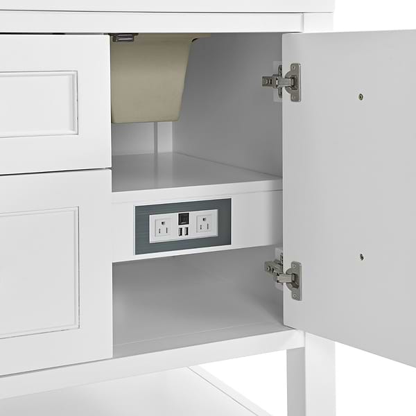 James Martin Vanities Breckenridge Bright White 48" Single Vanity with White Zeus Quartz Top and Backsplash