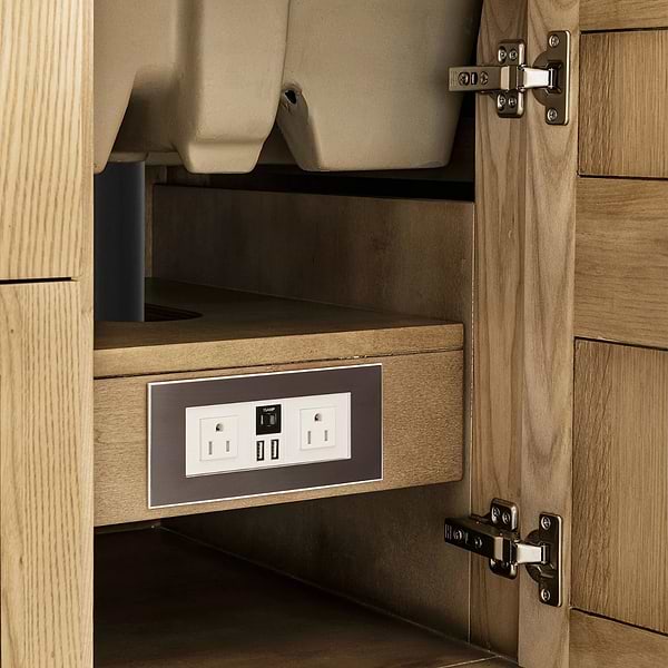 James Martin Vanities Breckenridge Light Natural Oak 48" Single Vanity with White Zeus Quartz Top and Backsplash