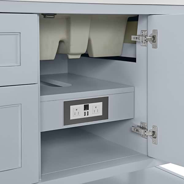 James Martin Vanities Breckenridge Serenity Blue 48" Single Vanity with White Zeus Quartz Top and Backsplash