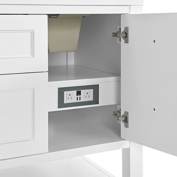 James Martin Vanities Breckenridge Bright White 60" Double Vanity with Carrara Marble Top