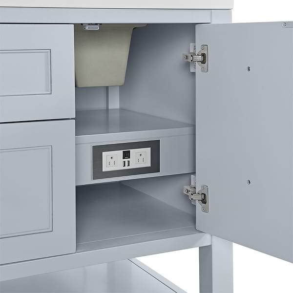 James Martin Vanities Breckenridge Serenity Blue 60" Double Vanity with White Zeus Quartz Top
