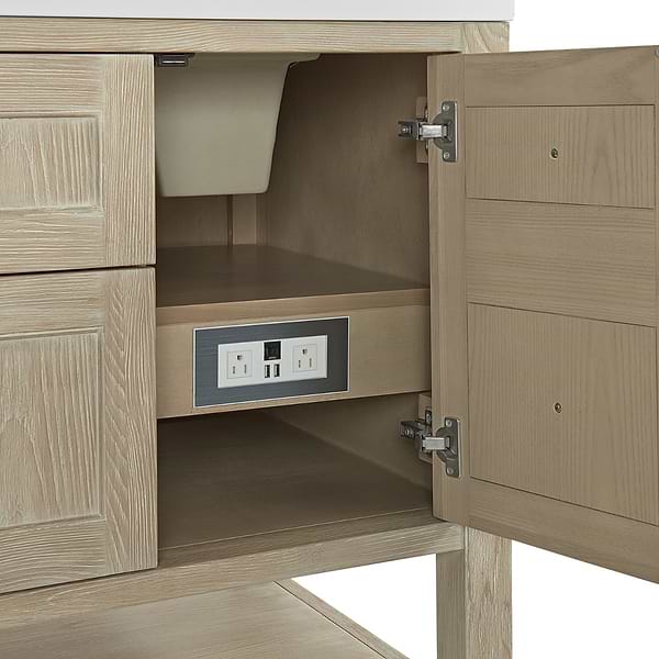 James Martin Vanities Breckenridge Whitewashed Oak 60" Double Vanity with Carrara Marble Top
