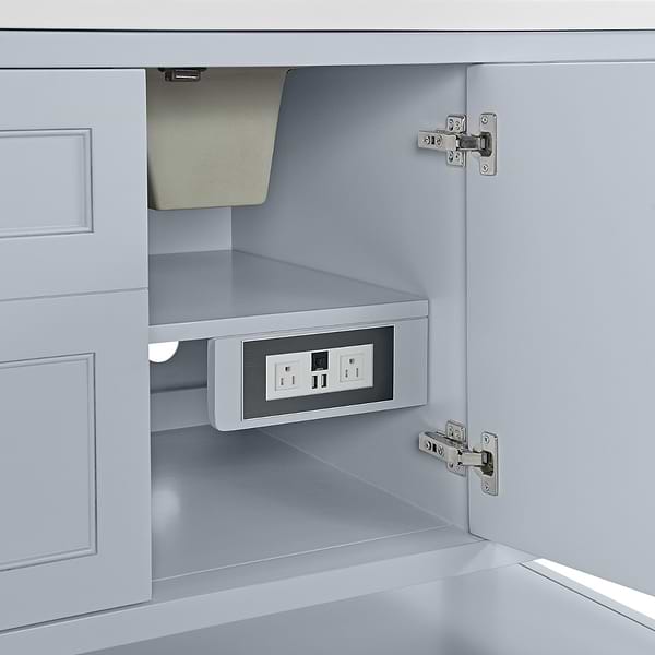 James Martin Vanities Breckenridge Serenity Blue 60" Single Vanity with White Zeus Quartz Top and Backsplash
