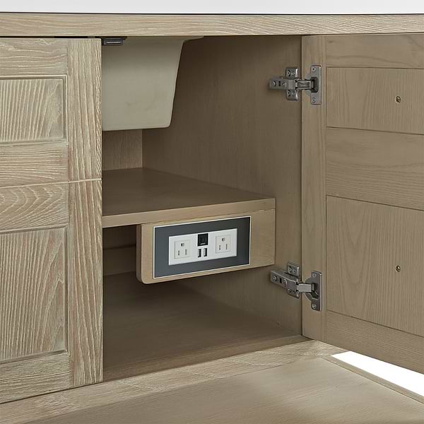 James Martin Vanities Breckenridge Whitewashed Oak 60" Single Vanity with White Zeus Quartz and Backsplash Top